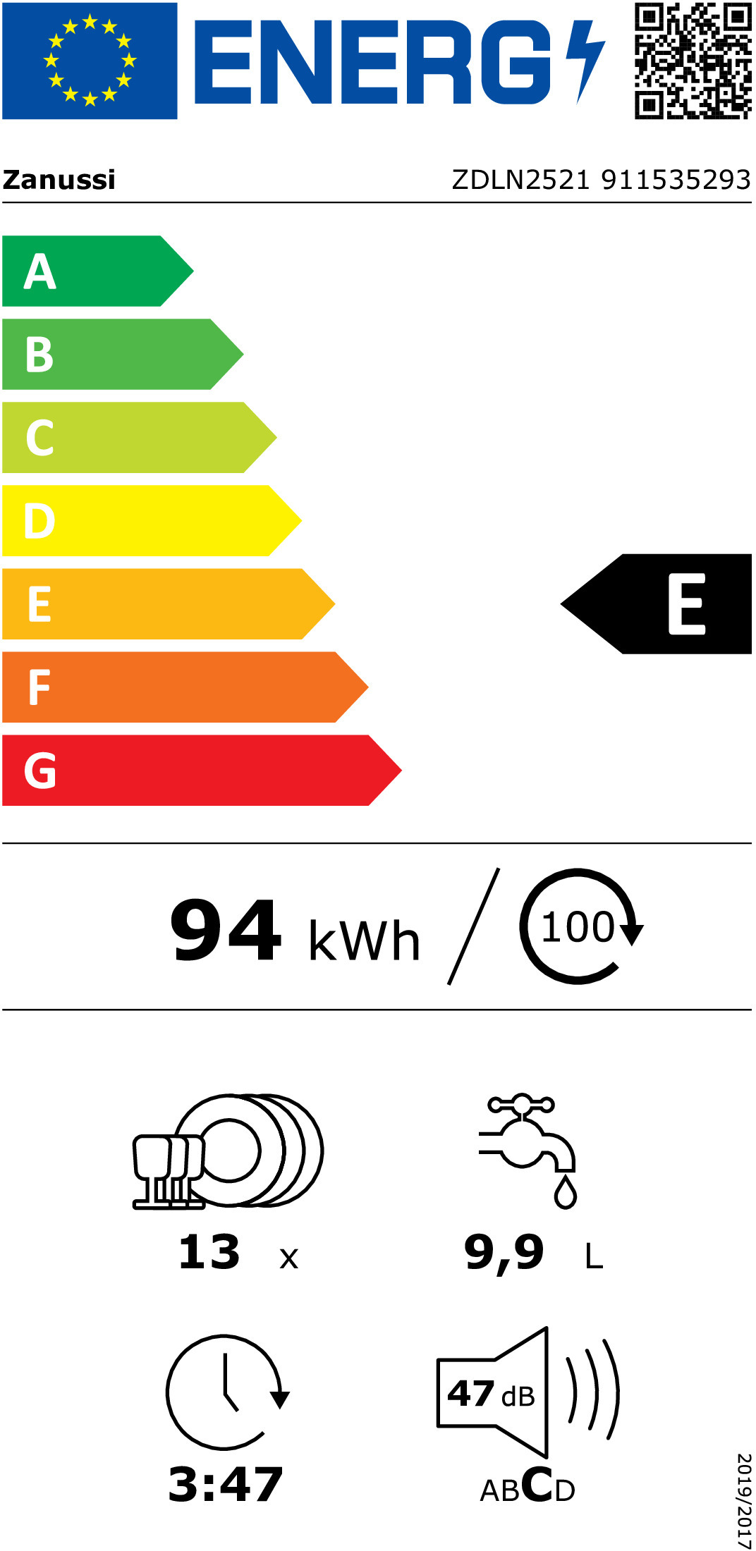 MÁQUINA LAVAR LOIÇA ENCASTRE ZANUSSI ZDLN2521( 13 Talheres - 6 P - 3 T ) - Image 2