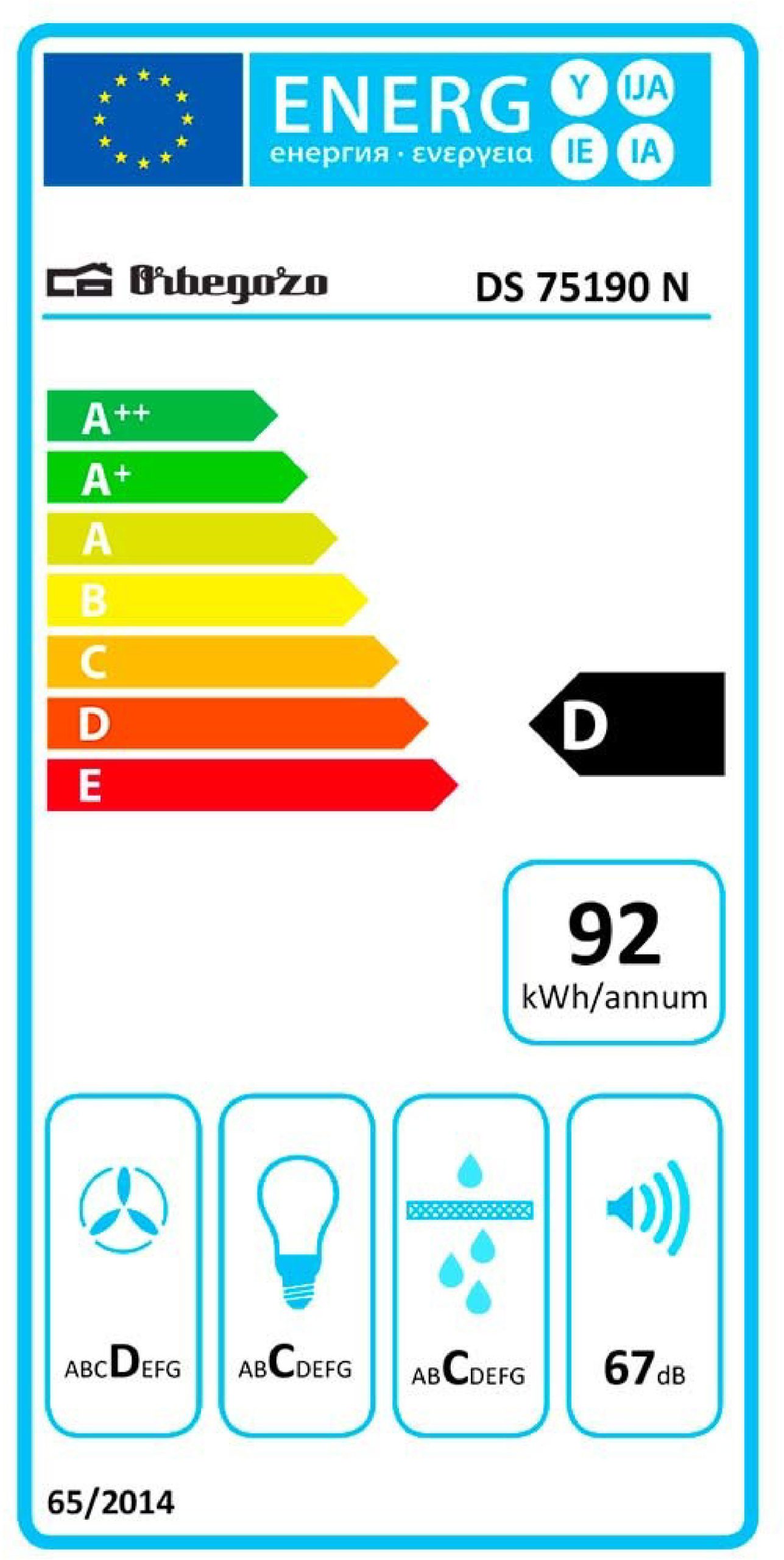 EXAUSTOR ORBEGOZO DS75190BL( 579 m3/hora - D - C ) - Image 2