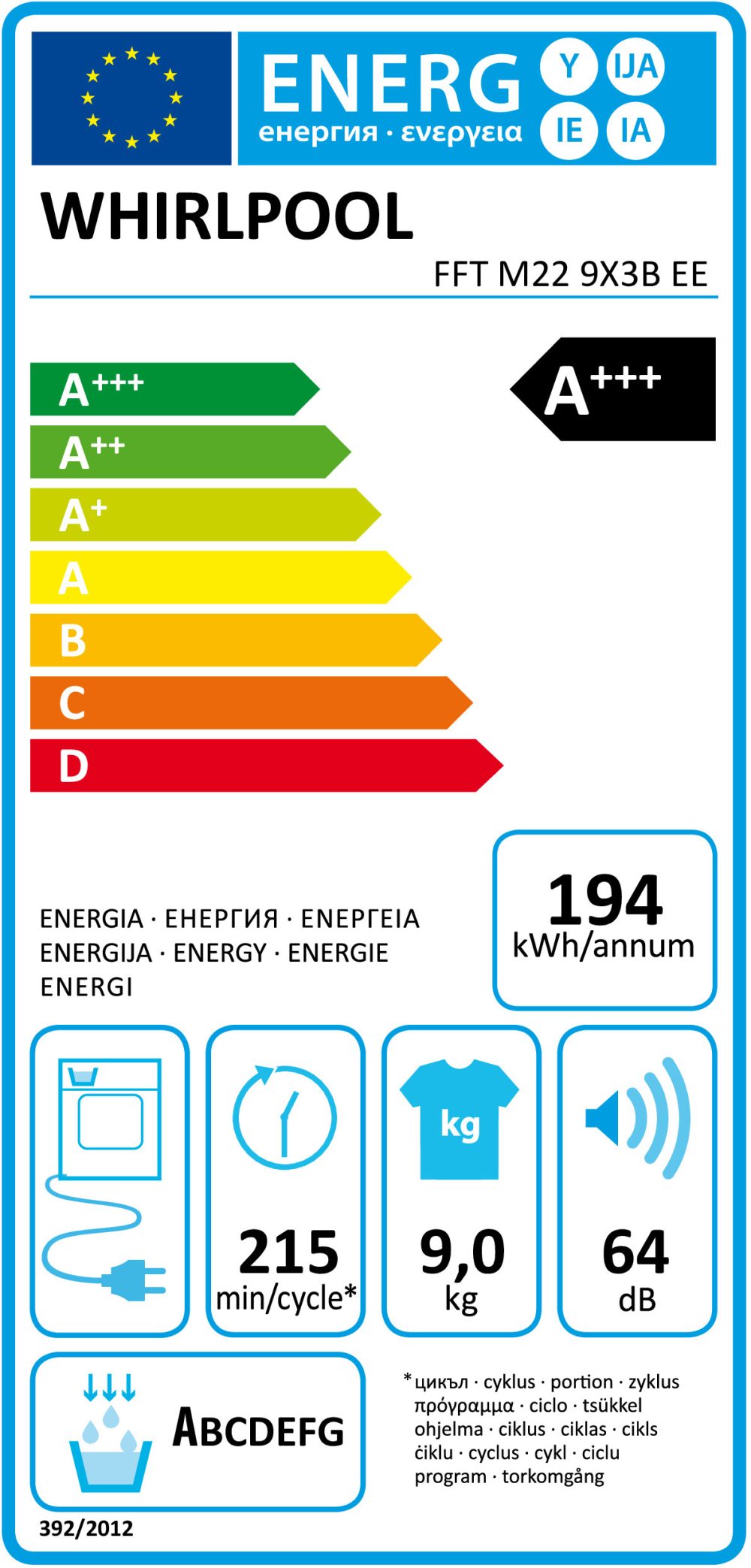 MÁQUINA DE SECAR ROUPA WHIRLPOOL FFTM229X3BEE( 9 Kg - Condensação com Bomba de Calor  - A+++  ) - Image 2