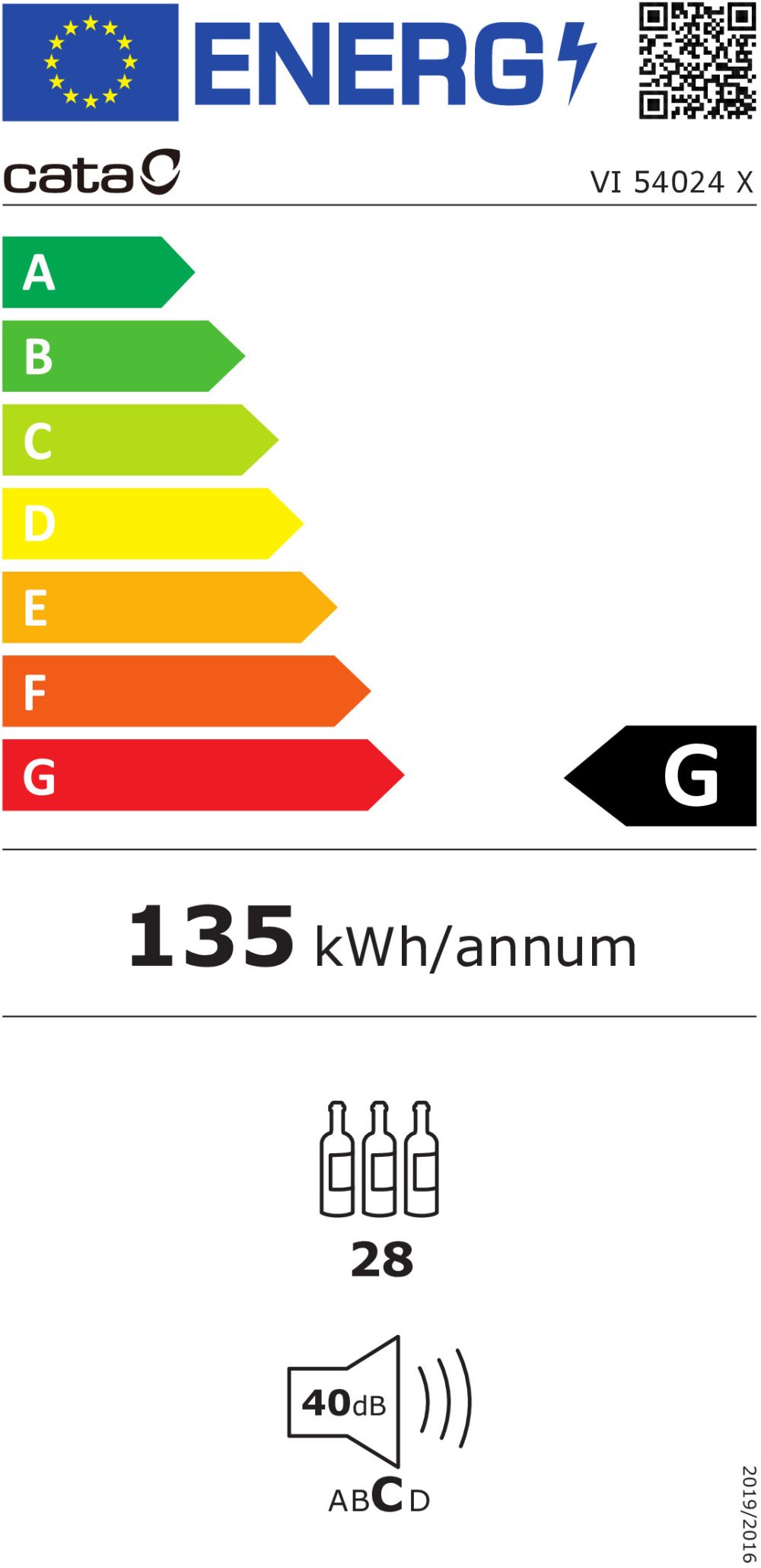 CAVE DE VINHO DE ENCASTRE CATA VI54024X( 28  - G  - 135 kWh/ano ) - Image 2