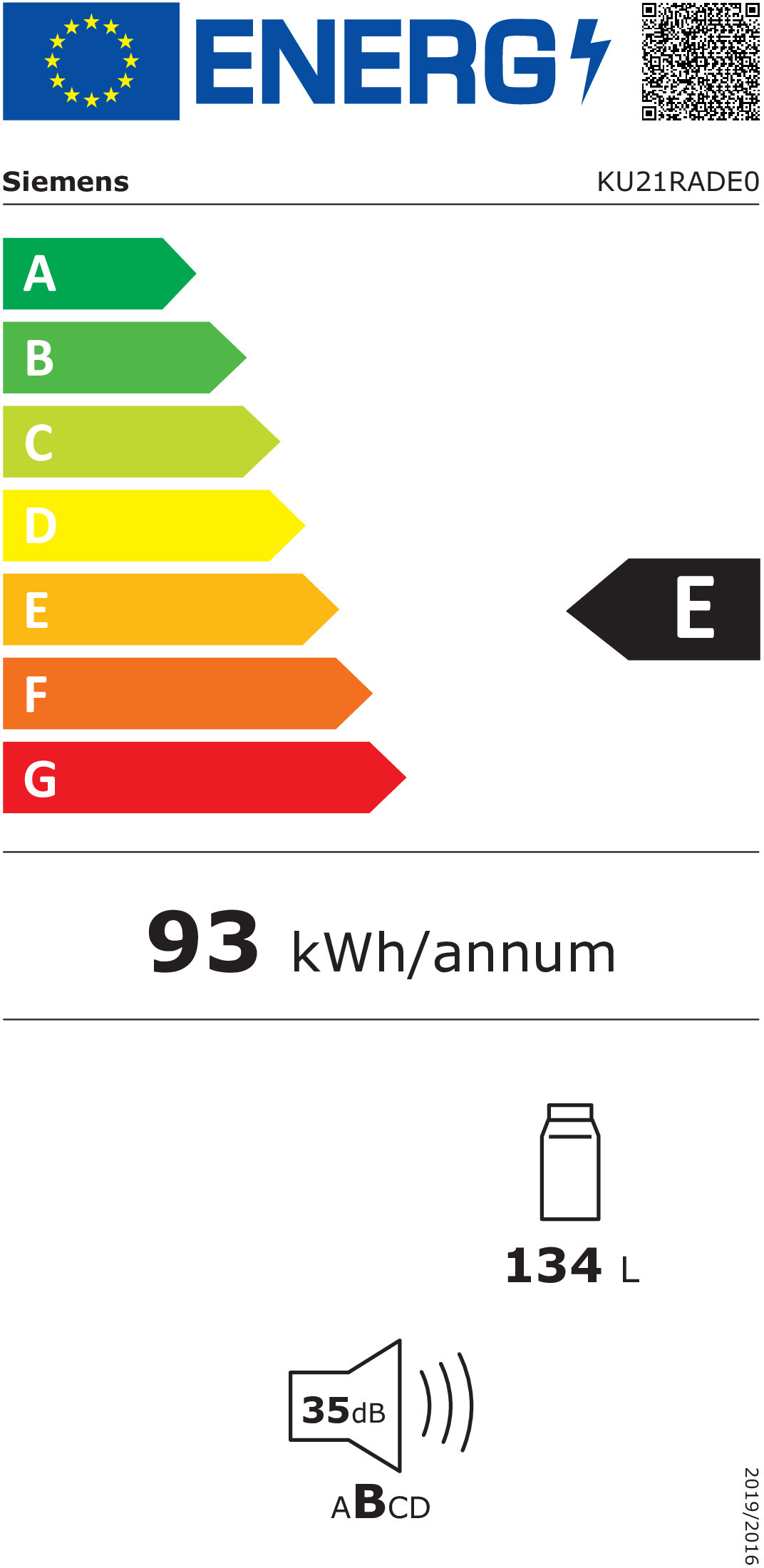 FRIGORÍFICO DE ENCASTRE SIEMENS KU21RADE0( Branco - 134 Litros - E ) - Image 2