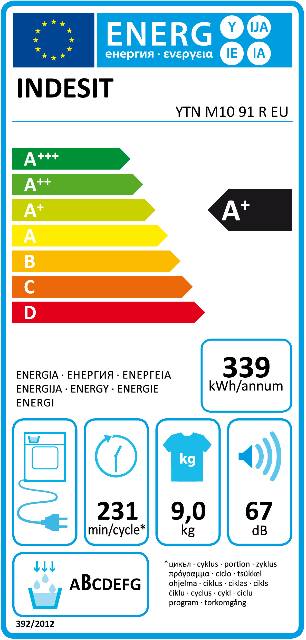 MÁQUINA DE SECAR ROUPA INDESIT YTNM1091REU( 9 Kg - Condensação com Bomba de Calor - A+ ) - Image 2