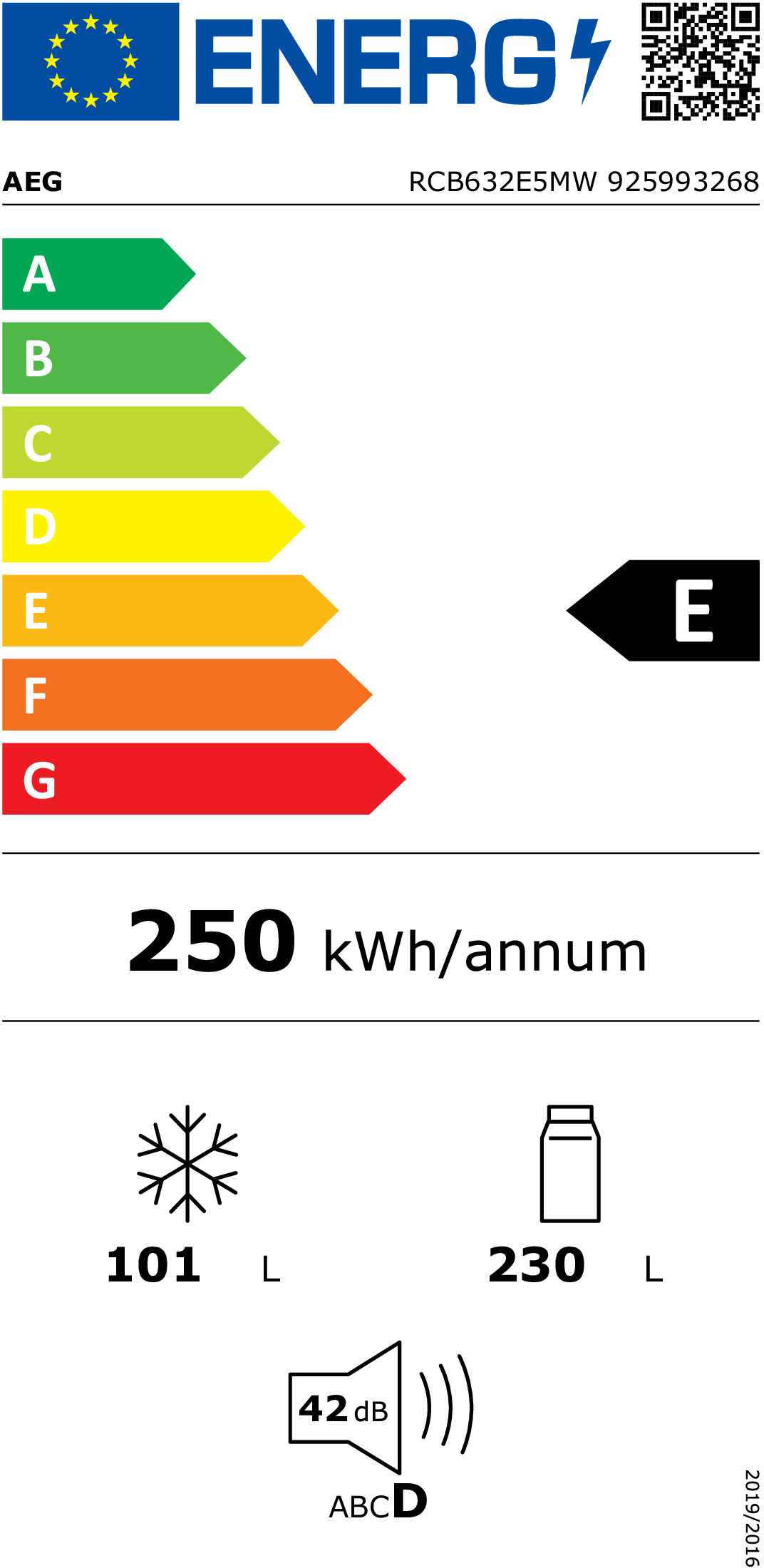 FRIGORÍFICO COMBINADO AEG RCB632E5MW( No Frost no congelador - Branco - 341 Litros ) - Image 2