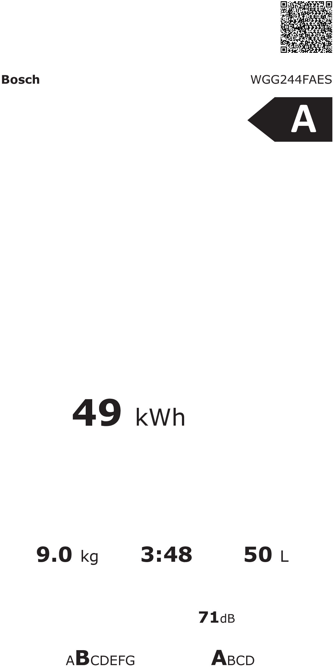 MÁQUINA DE LAVAR ROUPA BOSCH WGG244FAES( 1400 rpm - 9 Kg - Silver / Inox ) - Image 2