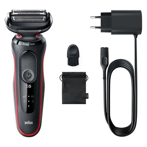 MÁQUINA DE BARBEAR BRAUN S5 51-R1000 S RED( Recarregável - 50 minutos - Preto / Vermelho )