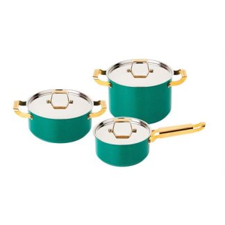 CONJUNTO SILAMPOS HERITAGE 3PEÇAS - 12MGO0520 ( Verde  - Composto por: Caçarola com asas 20 cm, Panela com a... )