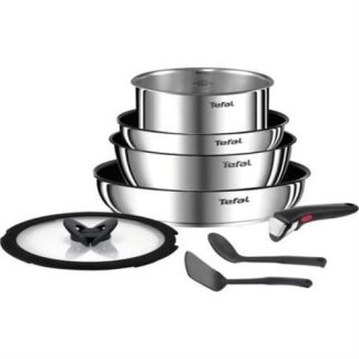 SET 3 FRIGIDEIRAS +  1 CAÇAROLA +  1 PEGA +  1 TAMPO +  2 UTENSILIOS TEFAL L8979804 ( Interior antiaderente Titanium  - Inox  - Composto por: 3 fr... )