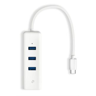 ADAPTADOR USB TP-LINK TYPE-C 3ETHERNET UE330C ( 3 x USB-A 3.0 - 1 Gigabit Ethernet - USB-C  - Branco  - Velo... )
