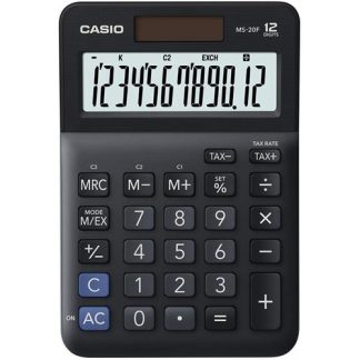 CALCULADORA CASIO SECRETARIA  -MS20F ( Preto  - Visor de 12 dígitos - 2 fontes de alimentação - Cál... )